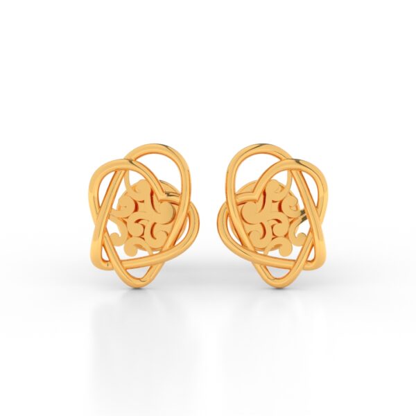 JEWEOQ - 9K Yellow Gold Interwoven Pattern Earrings With Secure Screw back.