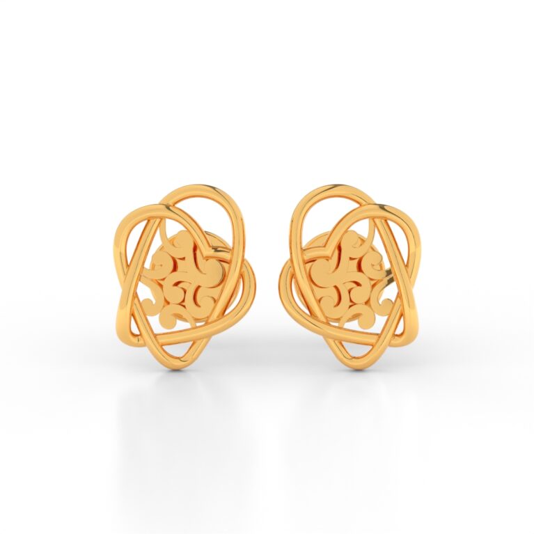 JEWEOQ - 9K Yellow Gold Interwoven Pattern Earrings With Secure Screw back.