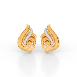 JEWEOQ - Elegant 9K Yellow Gold Floral Swirl Screw-Back Earrings