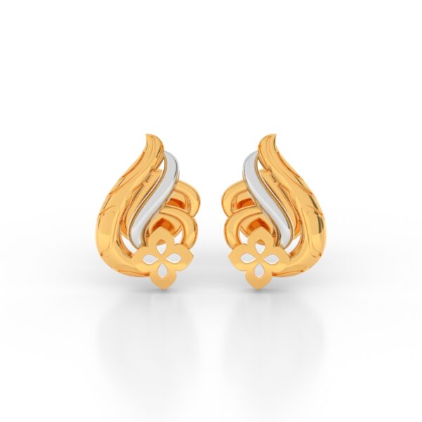 JEWEOQ - Elegant 9K Yellow Gold Floral Swirl Screw-Back Earrings