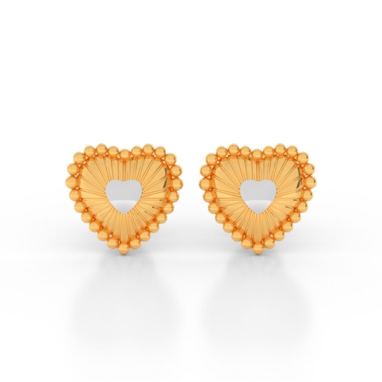 JEWEOQ - 9K Yellow Gold 14MM x 10MM Heart Stud Earrings With Screw back.