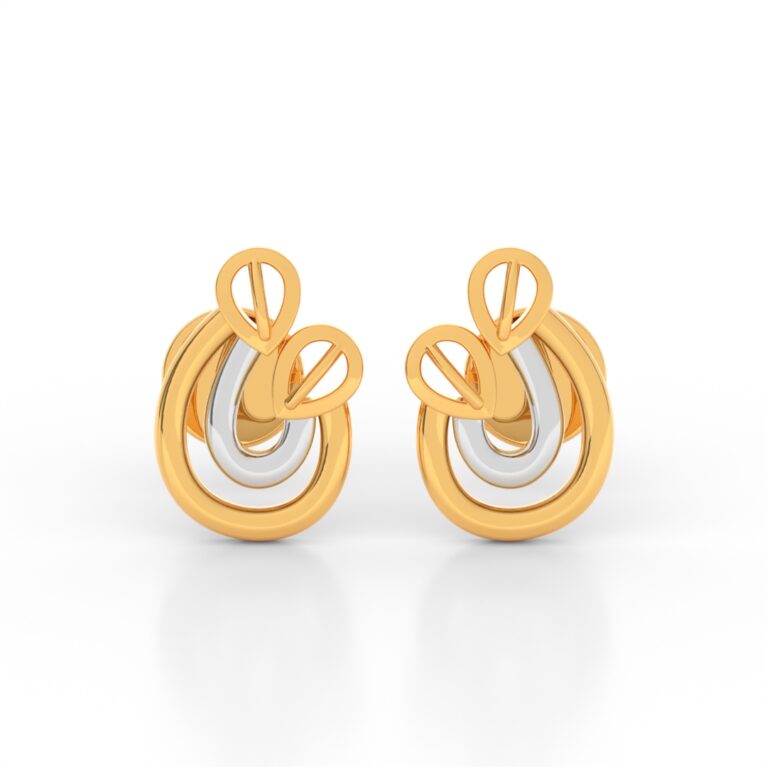 JEWEOQ - 9K Yellow Gold 14MM x 9.75MM Petal Stud Earrings With Screw back & High-Quality Finish.