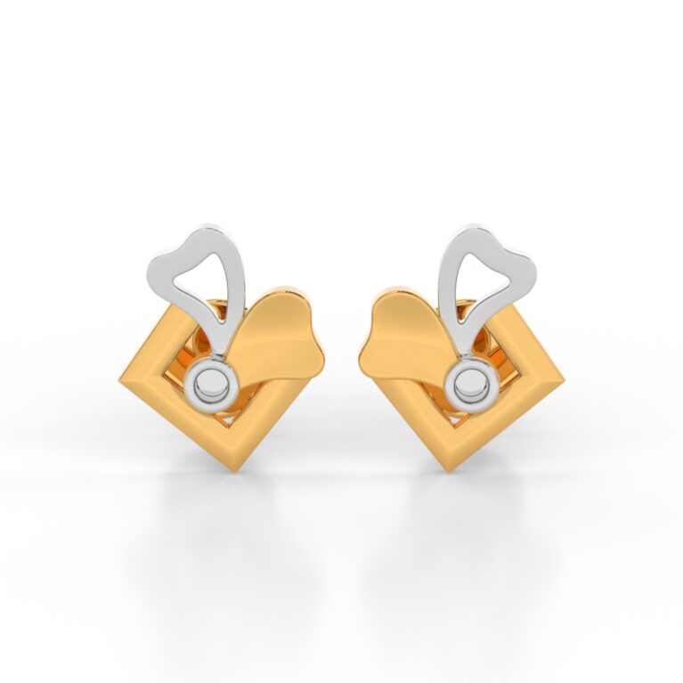 JEWEOQ - 9K Yellow Gold 14MM x 11.50mm Stud Earrings With Screw back.