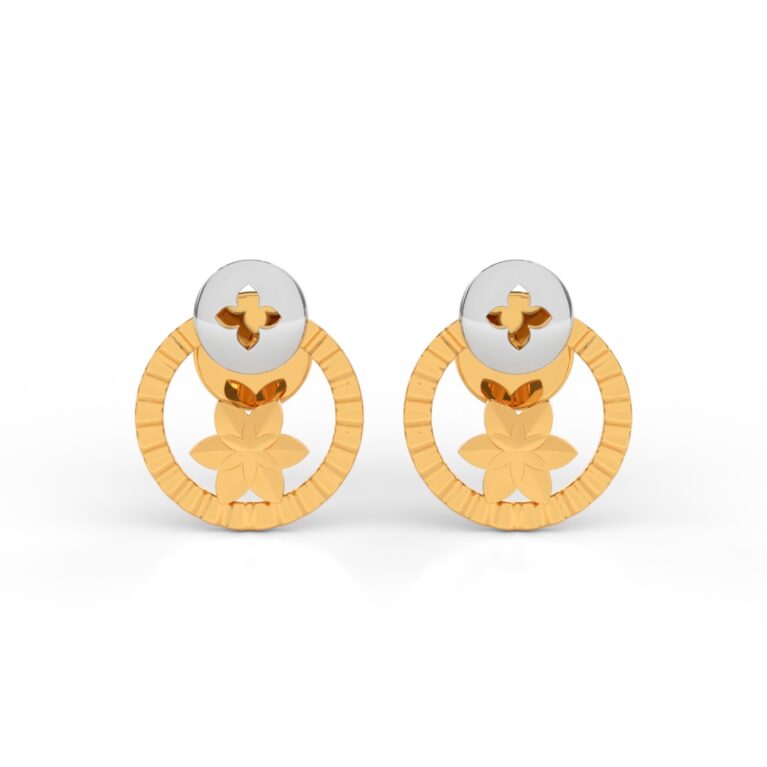 JEWEOQ - 9K Yellow Gold Round Stud Earrings With Screw back.