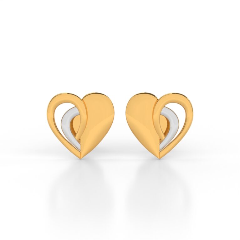 JEWEOQ - 9K Yellow Gold 14MM x 14.25MM Heart Stud Earrings With Secure Screw back.
