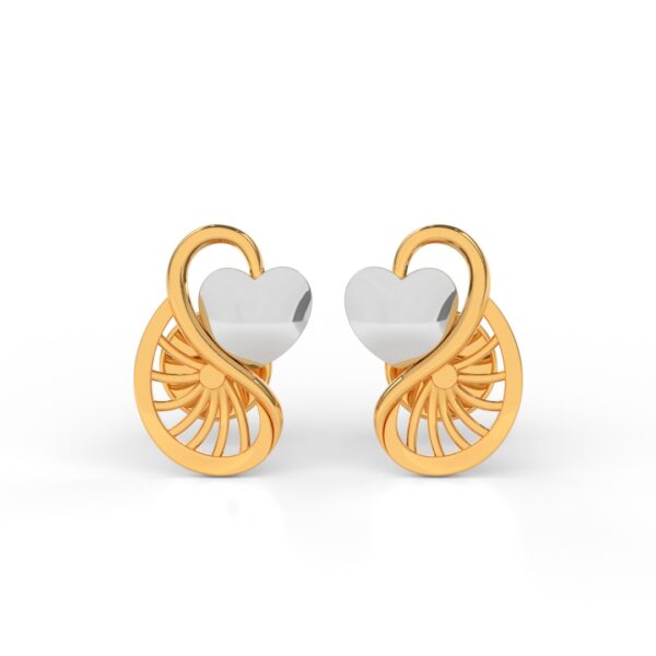 JEWEOQ -Tresure Of Gold 9k Yellow Gold Heart Stud Earring With Secure Screw Back.