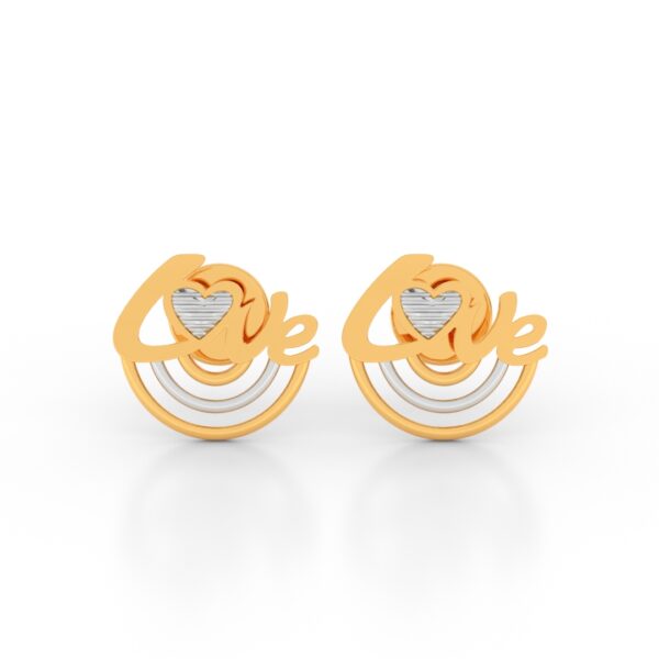 JEWEOQ - Charming 9K Yellow Gold 'Love' Motif Earrings with Screw Back