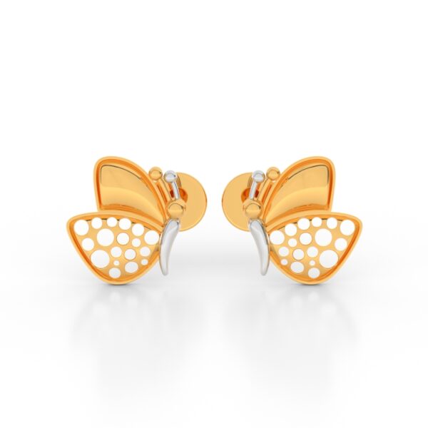 JEWEOQ - 9k Yellow Gold Butterfly Stud Earrings With Screw Back