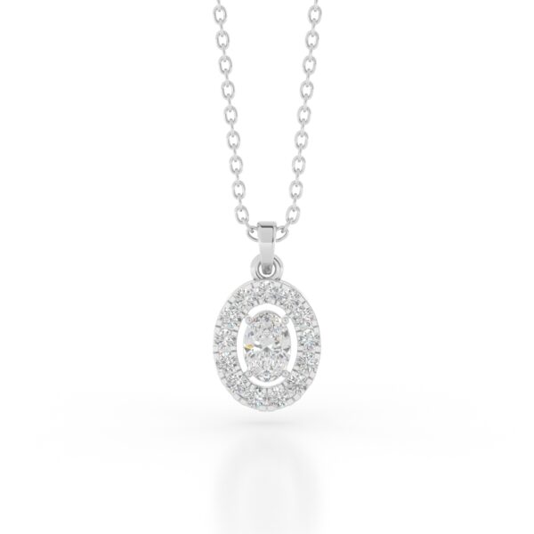 VIVIZIA-SGL Certified 9K White Gold Lab Grown Diamond (VVS/VS-E/F) Pendant.
