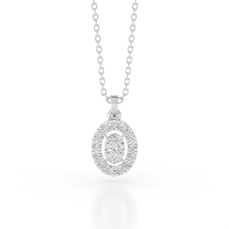 VIVIZIA-SGL Certified 9K White Gold Lab Grown Diamond (VVS/VS-E/F) Pendant.