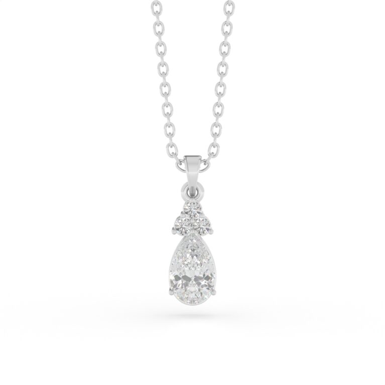 VIVIZIA-SGL Certified 9K White Gold Lab Grown Diamond (VVS/VS-E/F) Pendant.