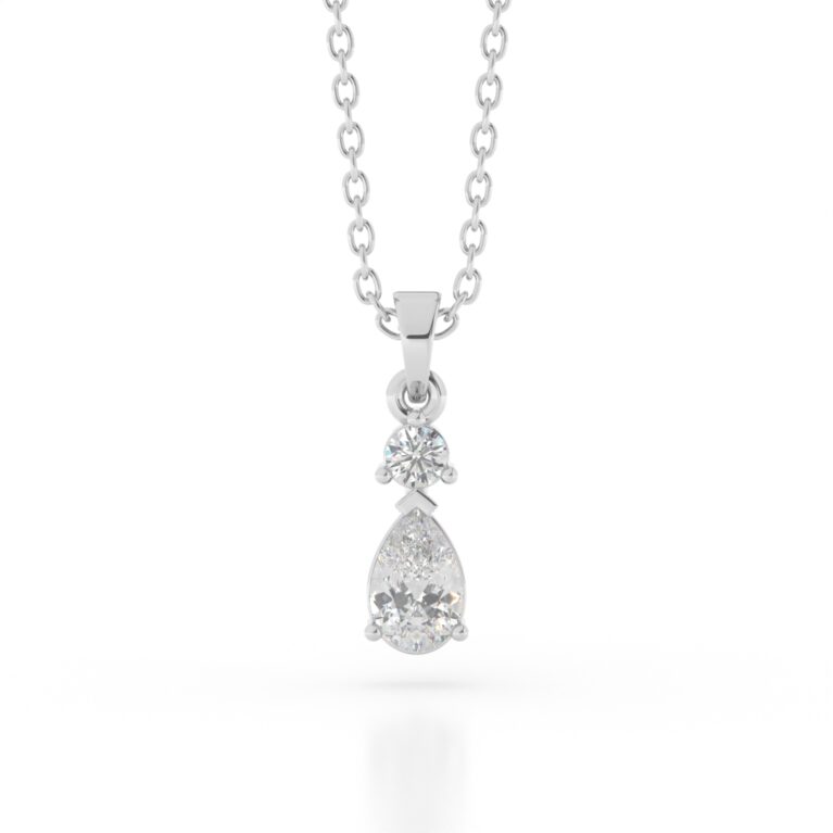 VIVIZIA-SGL Certified 9k White Gold Lab-Grown Diamond (VVS/VS-E/F) Pendant.
