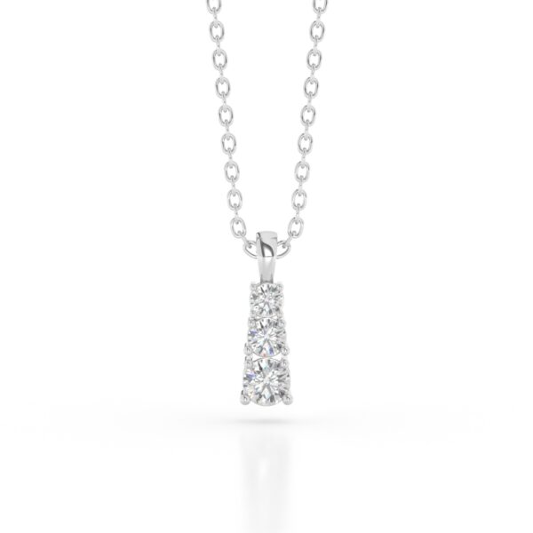 VIVIZIA-SGL Certified 9k White Gold Three Stone Lab-grown Diamond (VVS/VS-E/F) Pendant.