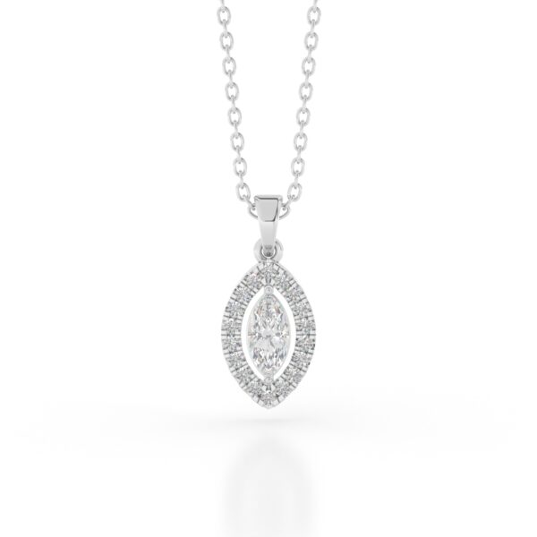VIVIZIA-SGL Certified 9K White Gold Lab-Grown Diamond (VS-E/F) Halo Pendant.