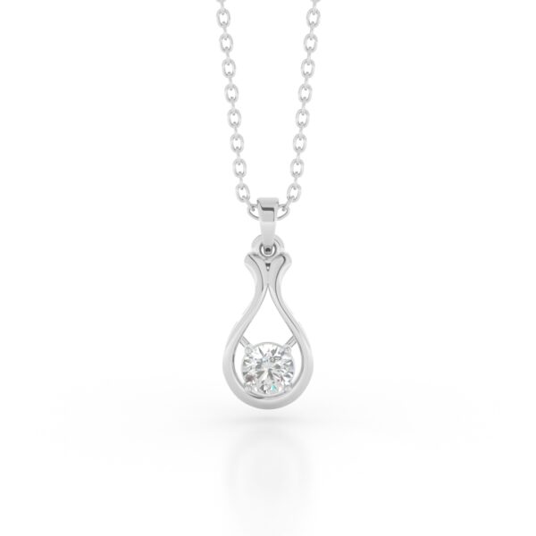 VIVIZIA-9k White Gold Lab-grown Diamond (VVS/VS-E/F) Teardrop Pendant.