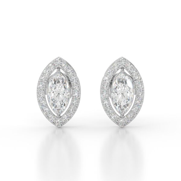 VIVIZIA-Elegant 9K White Gold SGL Certified Marquise Halo Lab-Grown Diamond (VS/SI-E/F) Stud Earrings.