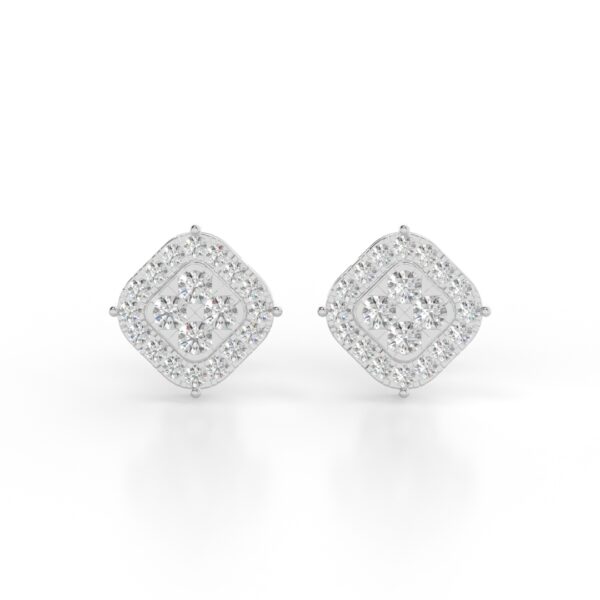 VIVIZIA -SGL Certified 9K White Gold Lab-Grown Diamond (VS-E/F) Halo Stud Earrings With Screw Back.