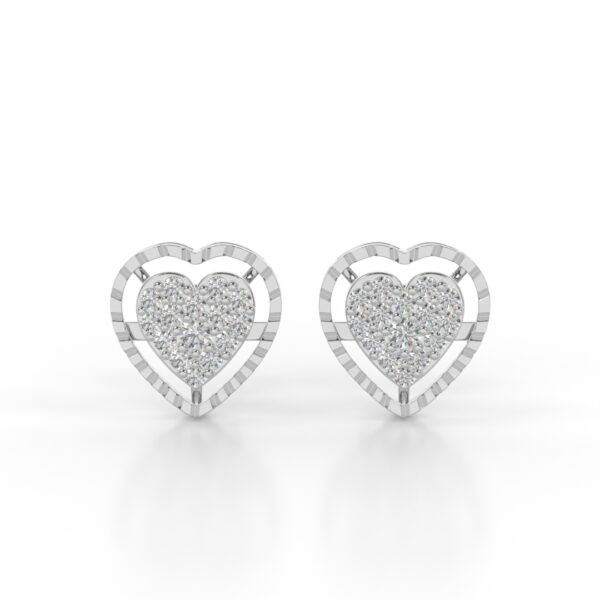 VIVIZIA -Elegant 9k White Gold Heart-Shaped Lab-Grown Diamond (VS-E/F) Earrings.