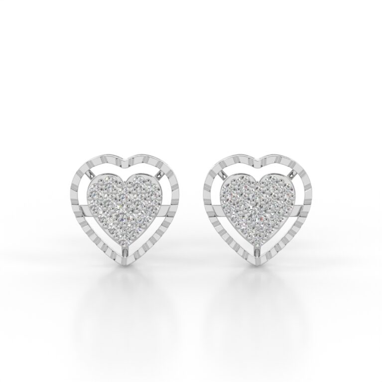 VIVIZIA -Elegant 9k White Gold Heart-Shaped Lab-Grown Diamond (VS-E/F) Earrings.