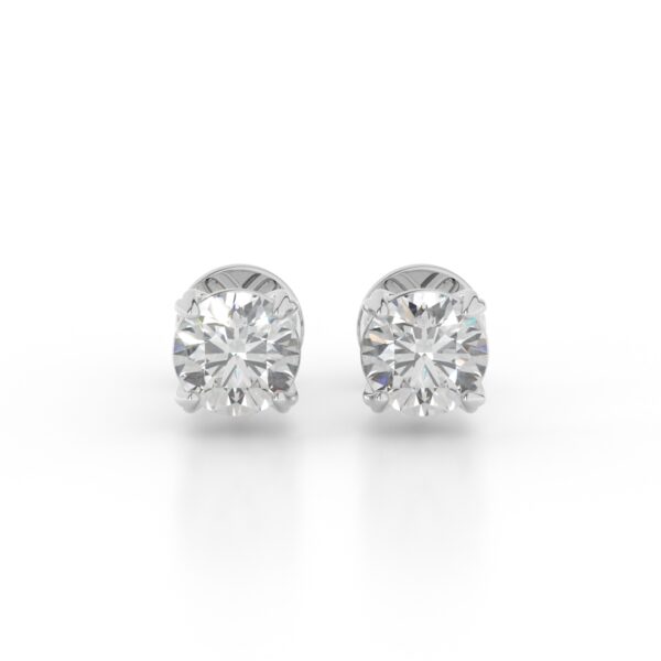 VIVIZIA - SGL Certified 9k White Gold Lab Grown Diamond Stud Earrings (VVS/VS-E/F) Classic 4-Prong Screw-Back.