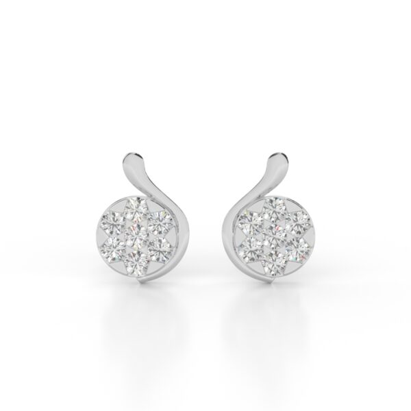 VIVIZIA -SGL Certified 9K White Gold Lab-Grown Diamond (VVS/VS-E/F) Cluster Earrings With Screw Back.