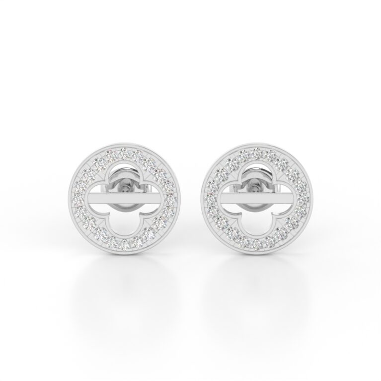 VIVIZIA -SGL Certified 9K White Gold Lab-Grown Diamond (VS/SI-E/F)Clover-Inspired Stud Earrings.