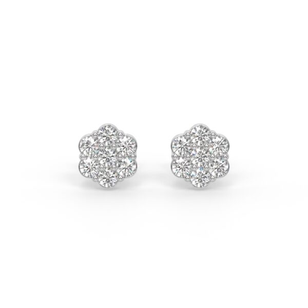 VIVIZIA -SGL Certified 9K White Gold Lab-Grown Diamond (VS-E/F) Cluster Stud Earrings With Screw Back