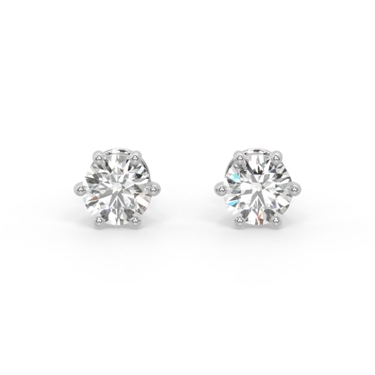 VIVIZIA - SGL Certified 9k White Gold Labgrown Diamond (VS-E/F) Stud Earrings With Screw Back.