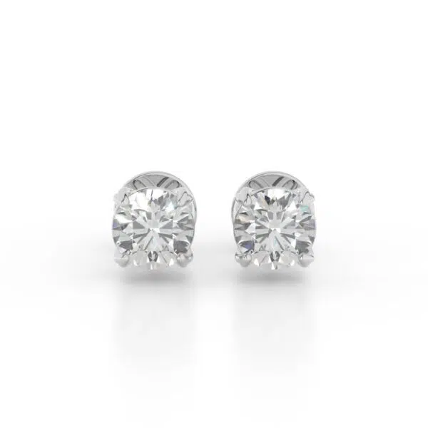 VIVIZIA -SGL Certified 9k White Gold Lab Grown Diamond Stud Earrings (VVS-VS-E/F) Classic 4-Prong Screw-Back.