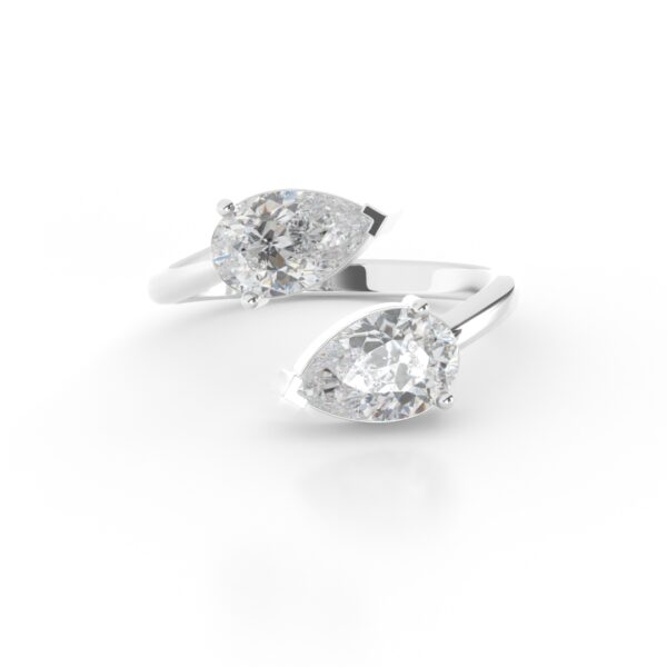 VIVIZIA-SGL Certified Toi et Moi Pear Brilliant Lab-Grown Diamond (VVS/VS-E/F) Ring in 9k White Gold.