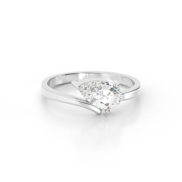 VIVIZIA-SGL Certified 9K White Gold Lab-Grown Diamond (VS-E/F) Pear-Cut Solitaire Ring