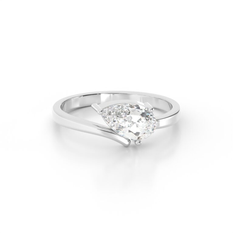 VIVIZIA-SGL Certified 9K White Gold Lab-Grown Diamond (VS-E/F) Pear-Cut Solitaire Ring