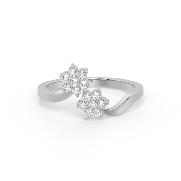 VIVIZIA-SGL Certified 9K White Gold Lab-Grown Diamond (VVS/VS-E/F) Twin Floral Ring