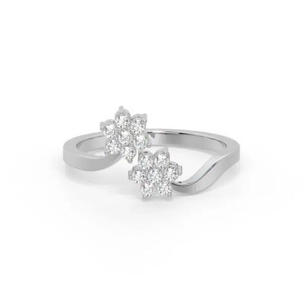VIVIZIA-SGL Certified 9K White Gold Lab-Grown Diamond (VVS/VS-E/F) Twin Floral Ring