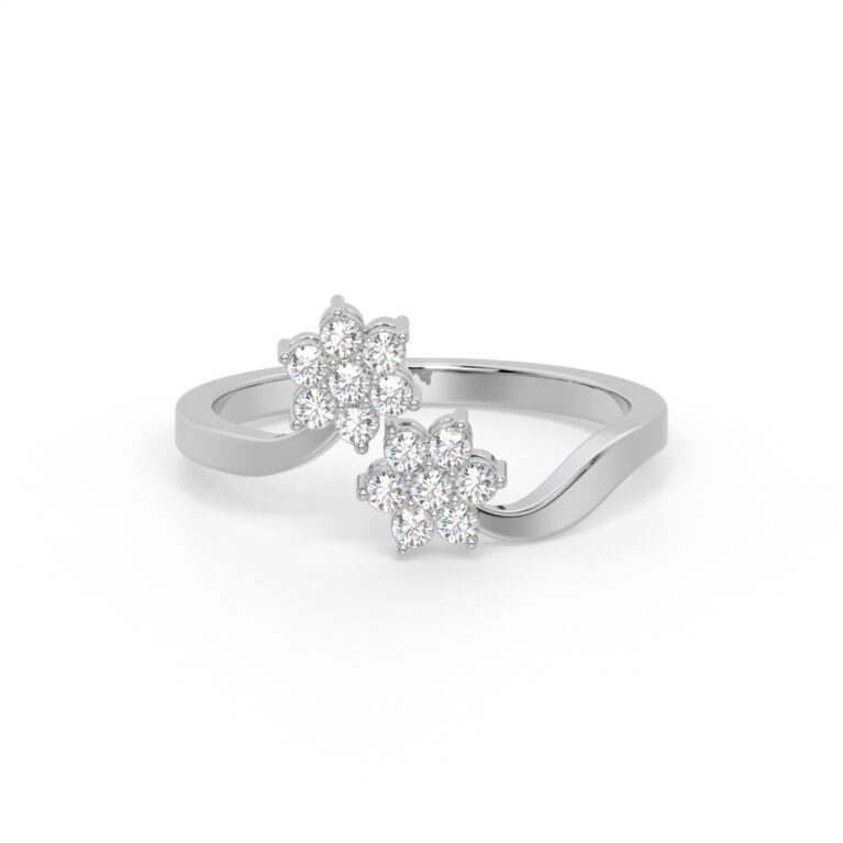 VIVIZIA-SGL Certified 9K White Gold Lab-Grown Diamond (VVS/VS-E/F) Twin Floral Ring