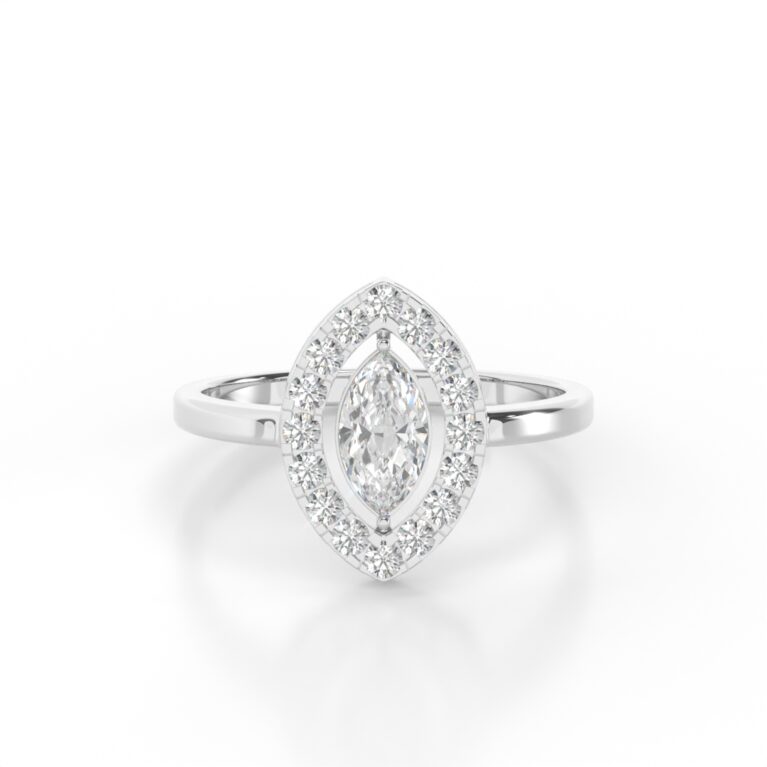VIVIZIA-SGL Certified 9K White Gold Lab-Grown Diamond (VS-E/F) Ring.
