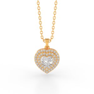 VIVIZIA- SGL Certified 14k Yellow Gold 18.8MM x 13MM Heart Diamond (VS-E/F) Stud Pendent.