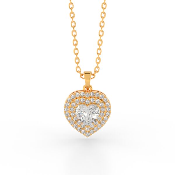 VIVIZIA- SGL Certified 14k Yellow Gold 18.8MM x 13MM Heart Diamond (VS-E/F) Stud Pendent.