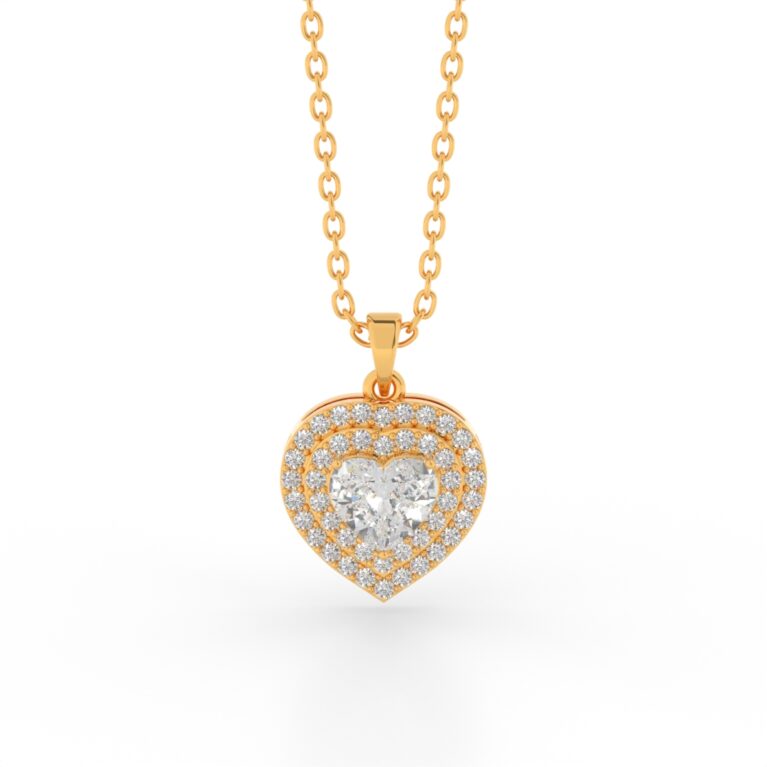 VIVIZIA- SGL Certified 14k Yellow Gold 18.8MM x 13MM Heart Diamond (VS-E/F) Stud Pendent.