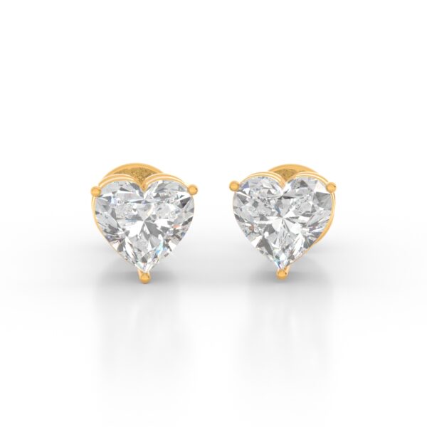 VIVIZIA- SGL Certified 14k Yellow Gold Heart Diamond (VS-E/F) Stud Earrings With Screw back.