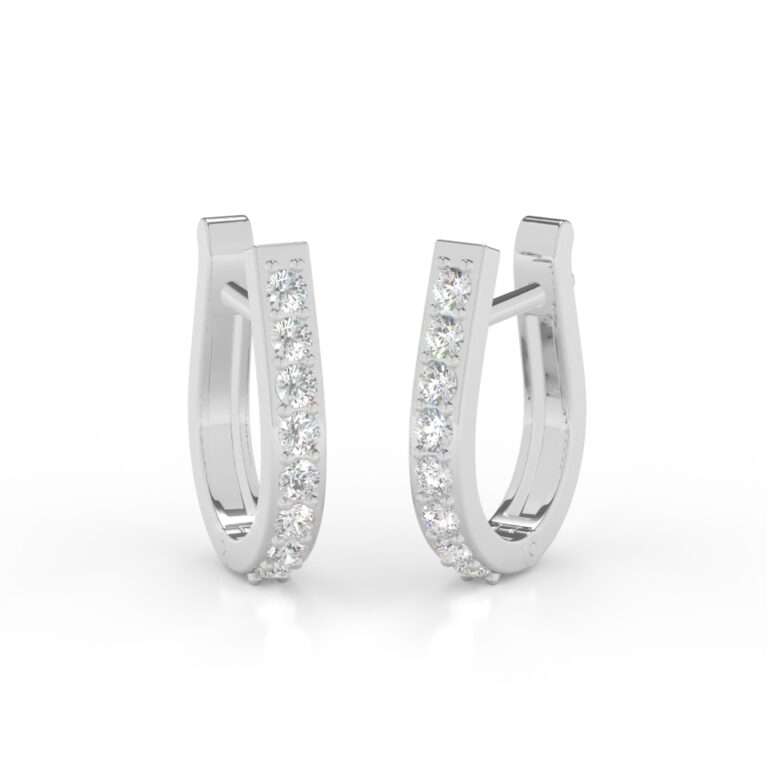 VIVIZIA- 9K White Gold Lab-Grown Diamond (VS-E/F) Hoop Earrings.